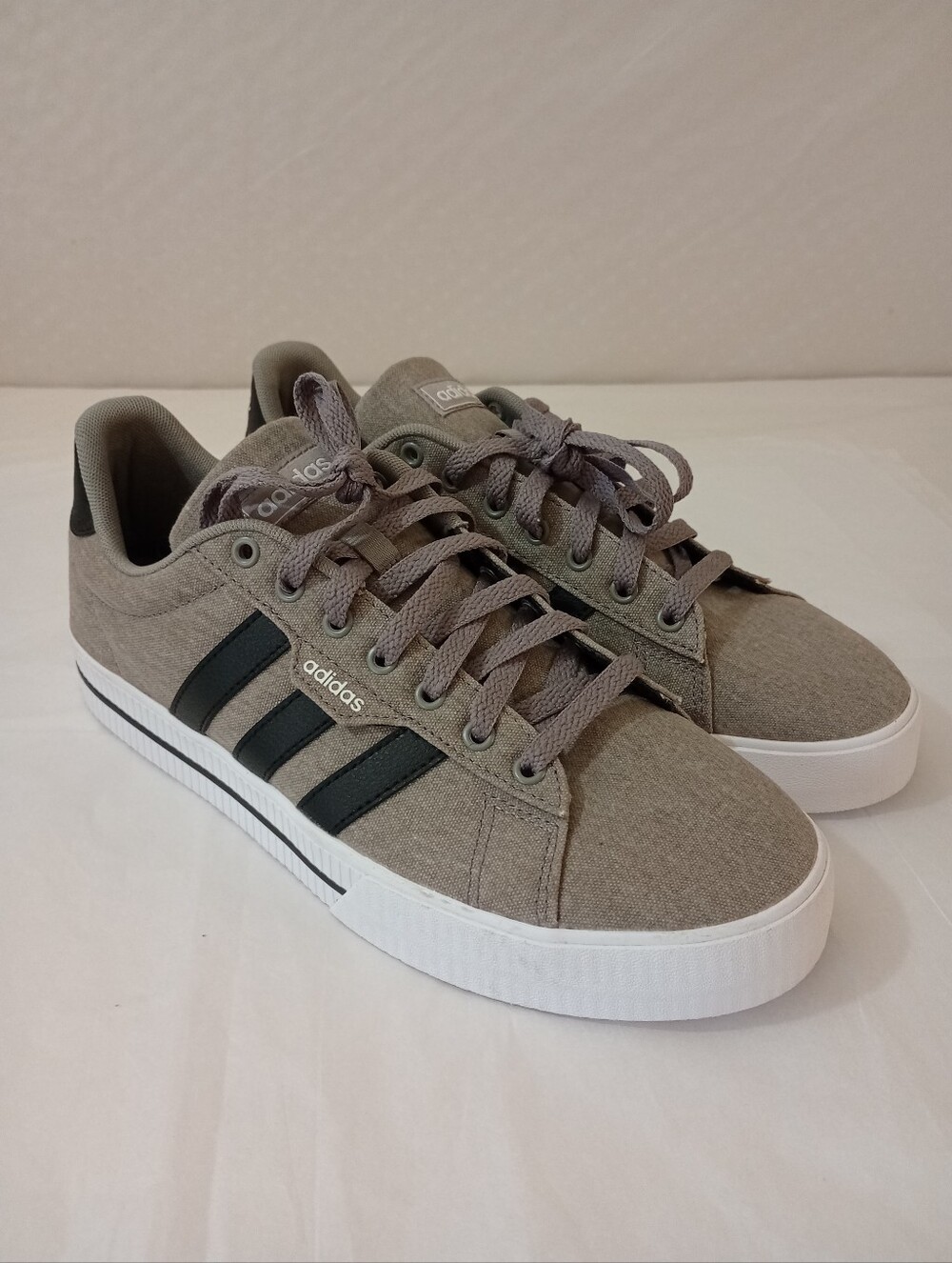 Adidas Gray Canvas Sneakers with Black Stripes
